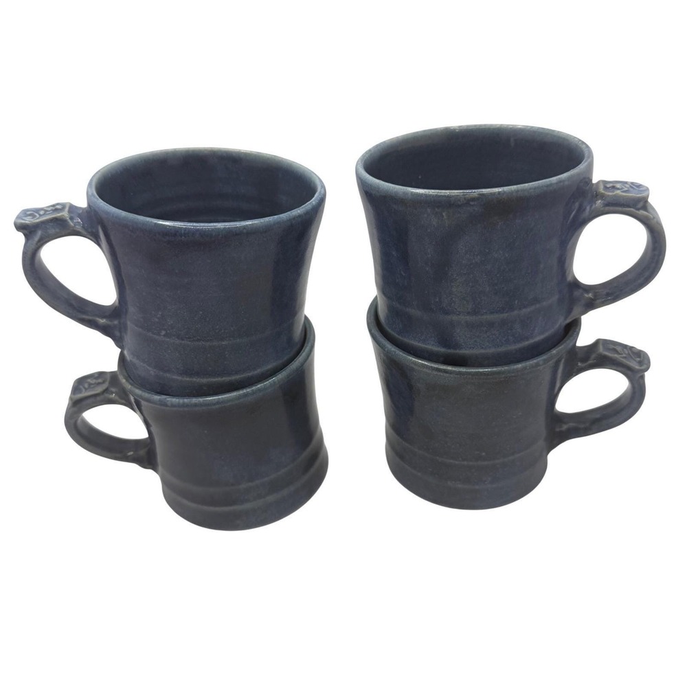 Clay Designs Mike Ferree Pottery Mug Set Blue Stoneware Cups Handmade Studio 4